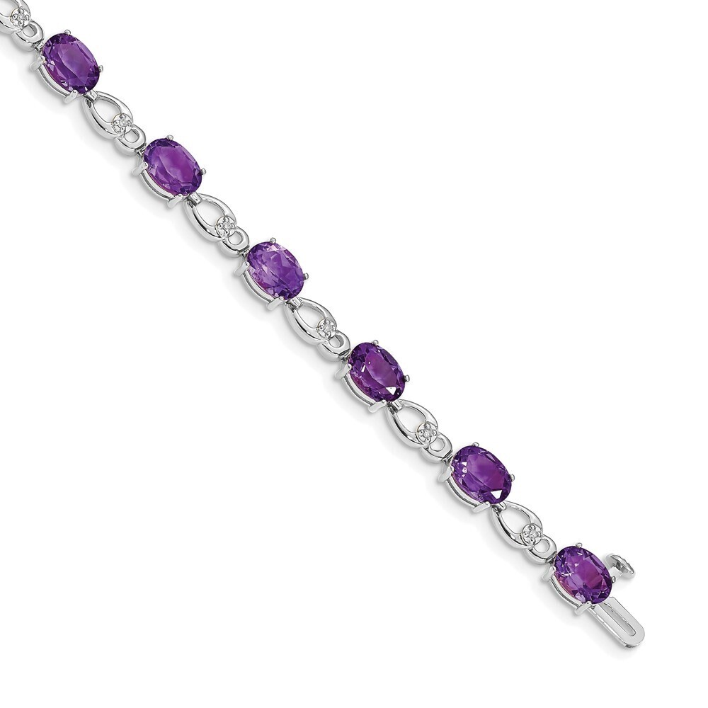 14k White Gold Amethyst & Diamond Bracelet